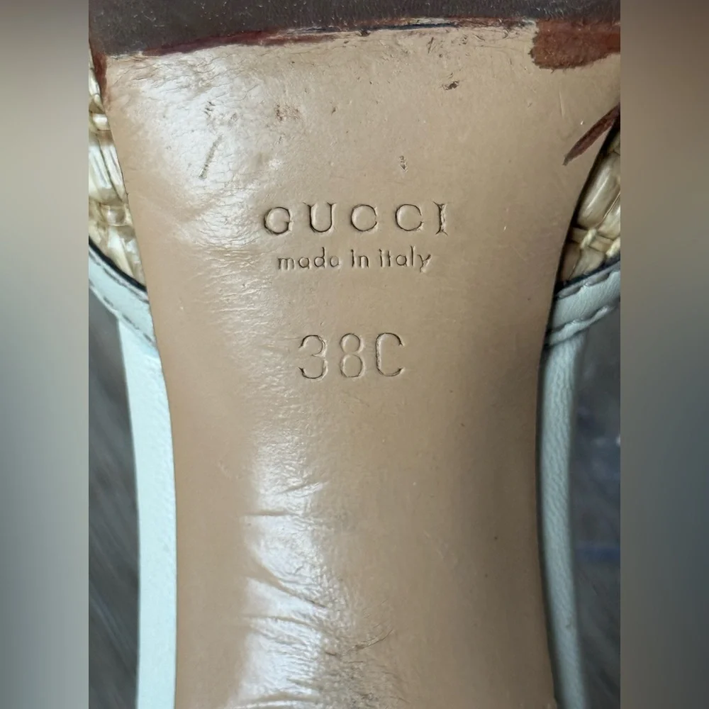 GUCCI Tan/Cream + Rafia Women's Mules in great condition - Picture 9 of 9